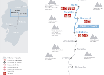 mapa Turismo en Ecuador – Viaje turístico en Tren – Tour Tren de los Volcanes