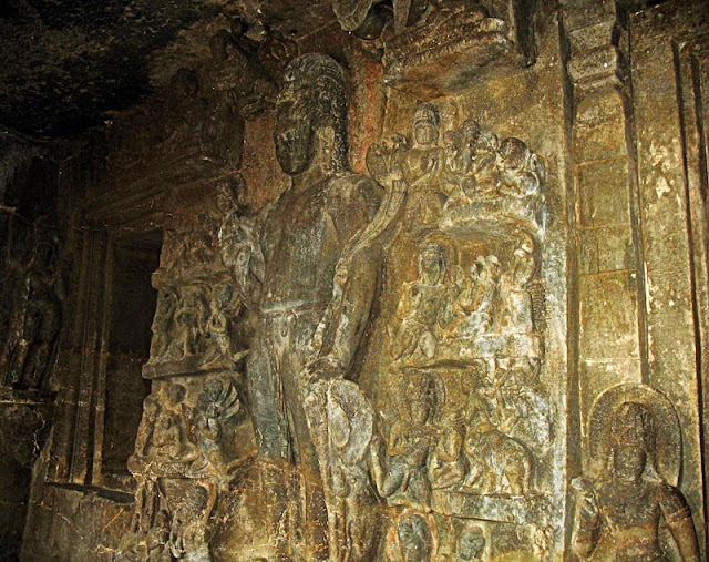 decorated fresco at the Aurangabad caves