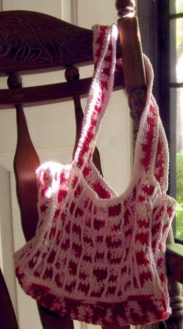  Red and White Shoulder Bag - Handmade By RSS Designs In Fiber