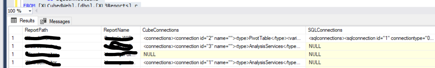XLCubed to which Cube or Database is a report connecting?