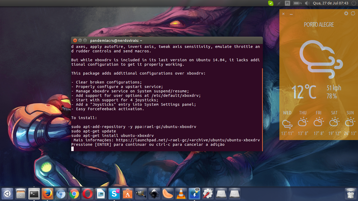 Instalando controle do Xbox 360 no Ubuntu