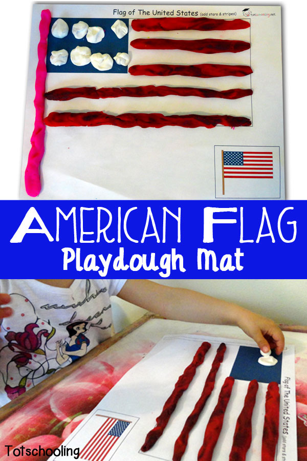 Free American Flag Playdough Mat | Totschooling - Toddler, Preschool
