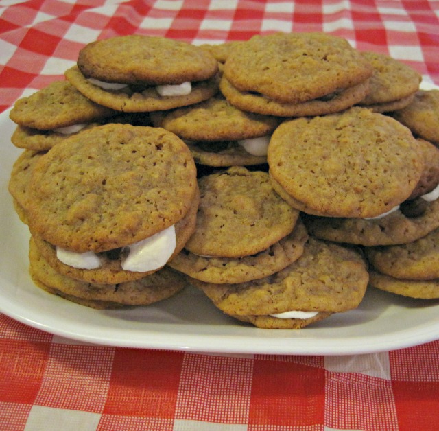 Smore cookies on checked tablecloth
