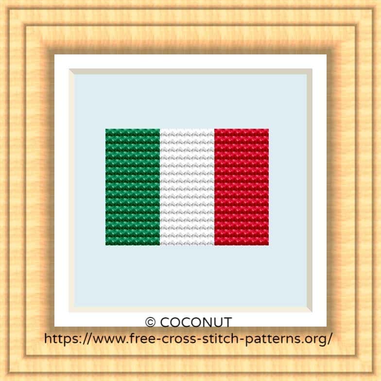 NATIONAL FLAG OF ITALY CROSS STITCH CHART Free cross stitch pattern
