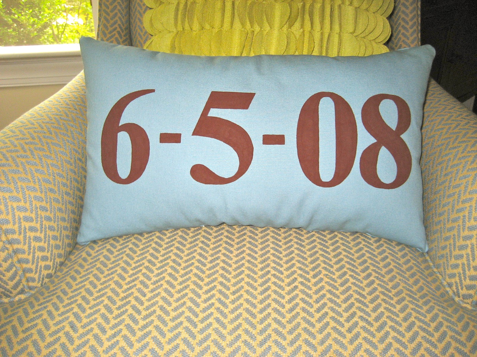 GraceAdkinsDesigns Date Pillow with Names on the Back