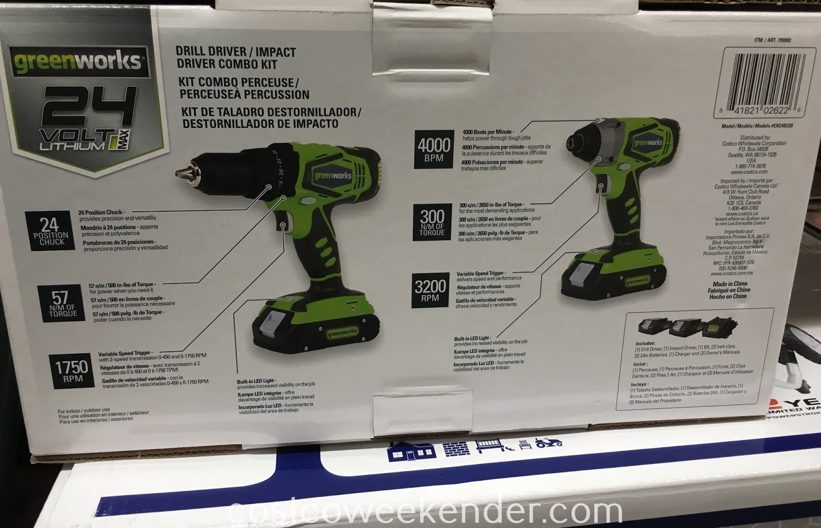 GreenWorks Drill Driver/Impact Driver Combo Kit Costco Weekender