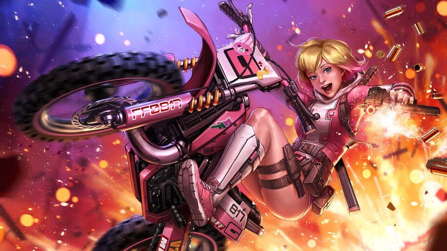 Gwenpool, Gun, Motorcycle, 4K, 4.213 Wallpaper