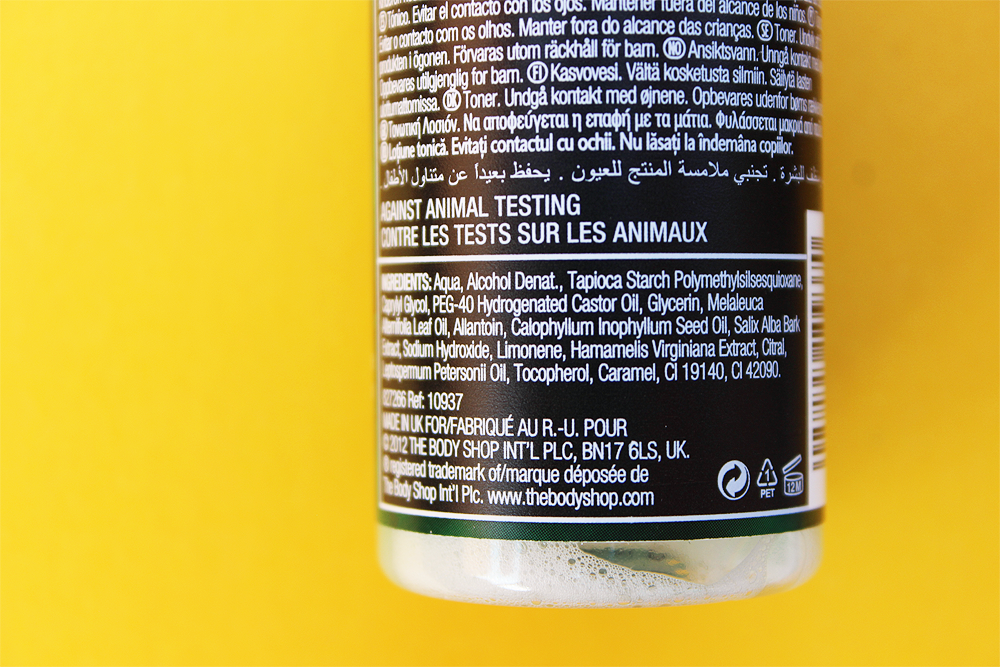 emptyfloor The Body Shop Tea Tree Skin Clearing Toner review Tónico