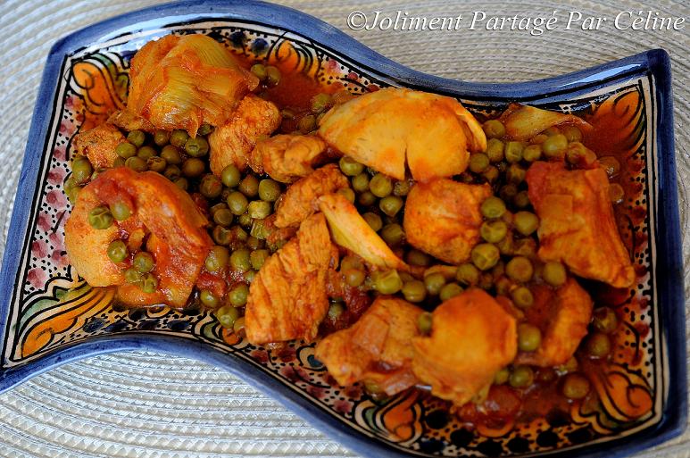 Joliment partage par Céline Tajine petit pois fond d’artichaut poulet