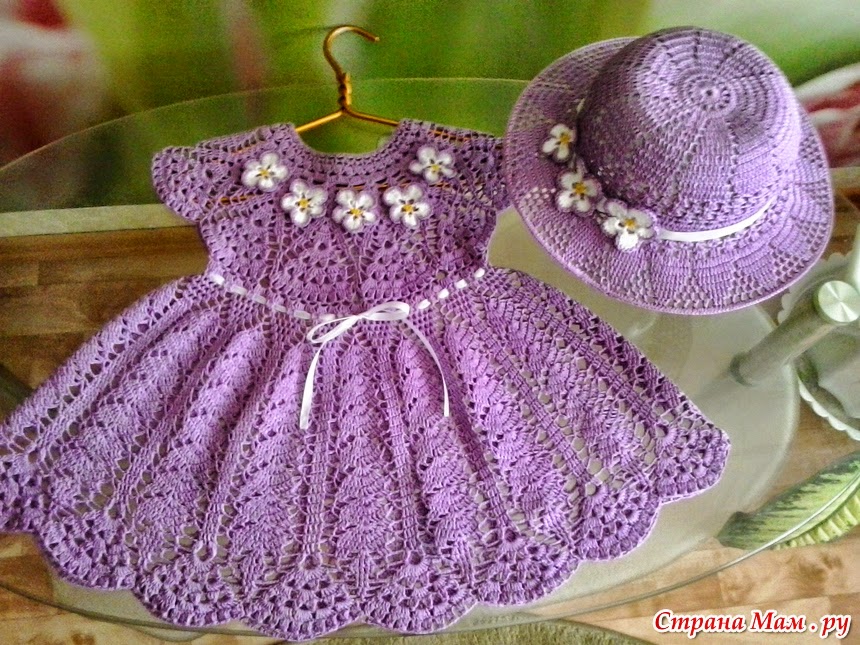 Encantador conjunto de vestido y sombrero para niña al crochet con patrones