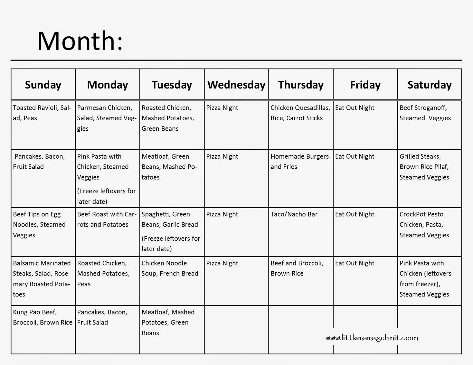 Little Mama 31 Day Meal Plan little-mama-31-day-meal-plan