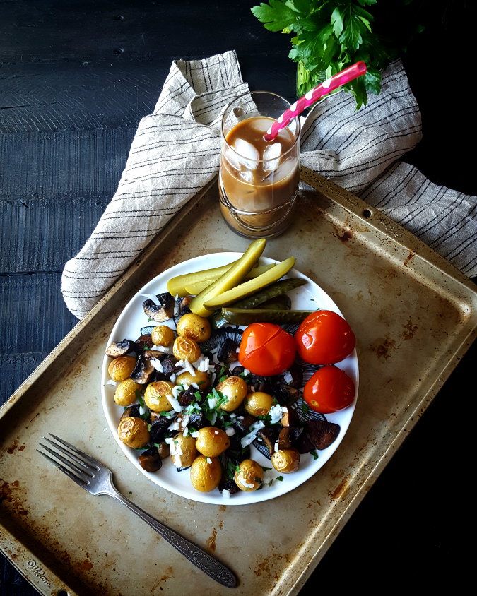 Mango & Tomato Meatless Monday Vegan Roasted Mushrooms & Potatoes