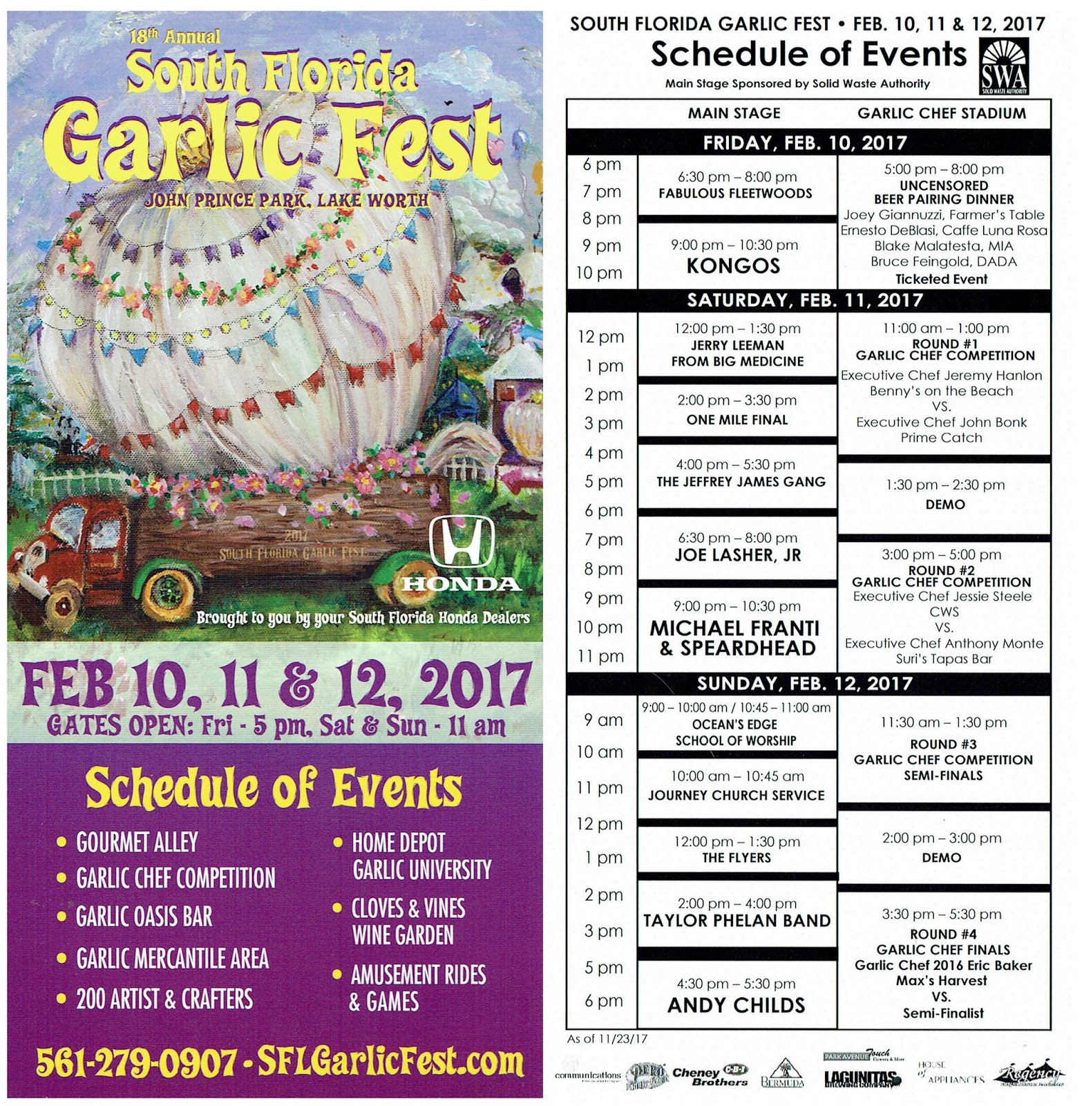 Lake Worth Beach City Limits Wow! Enter drawing to win FREE TICKETS to Garlic Fest at the NAPC