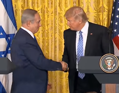 Trump and Netanyahu at Press Conference. Screenshot of YouTube video video screenshot