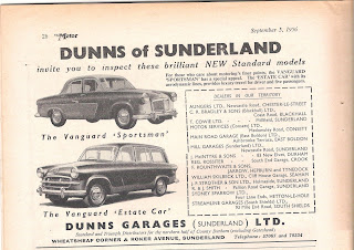 Dunns Garages (Sunderland) Ltd advert from Motor 5 September 1956