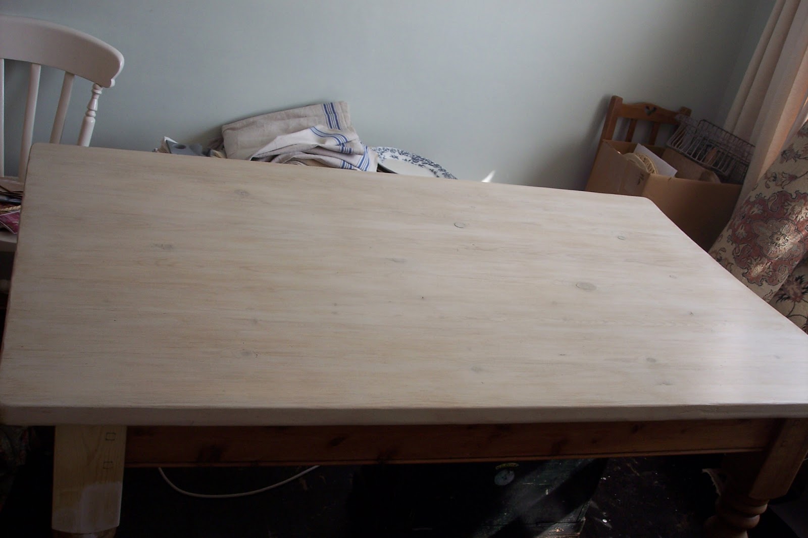 Paint and Style Wood bleach results...and a scrubbed pine table top