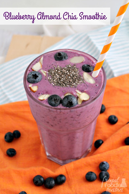 Boasting both anti-inflammatory & healing properties, this thick & creamy Blueberry Almond Chia Smoothie is just what your body needs to recover after a good sweat session.