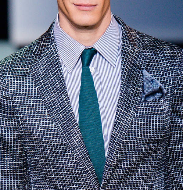 Giorgio Armani Men's Spring Summer 2014 - squared printed pattern and striped shirt 