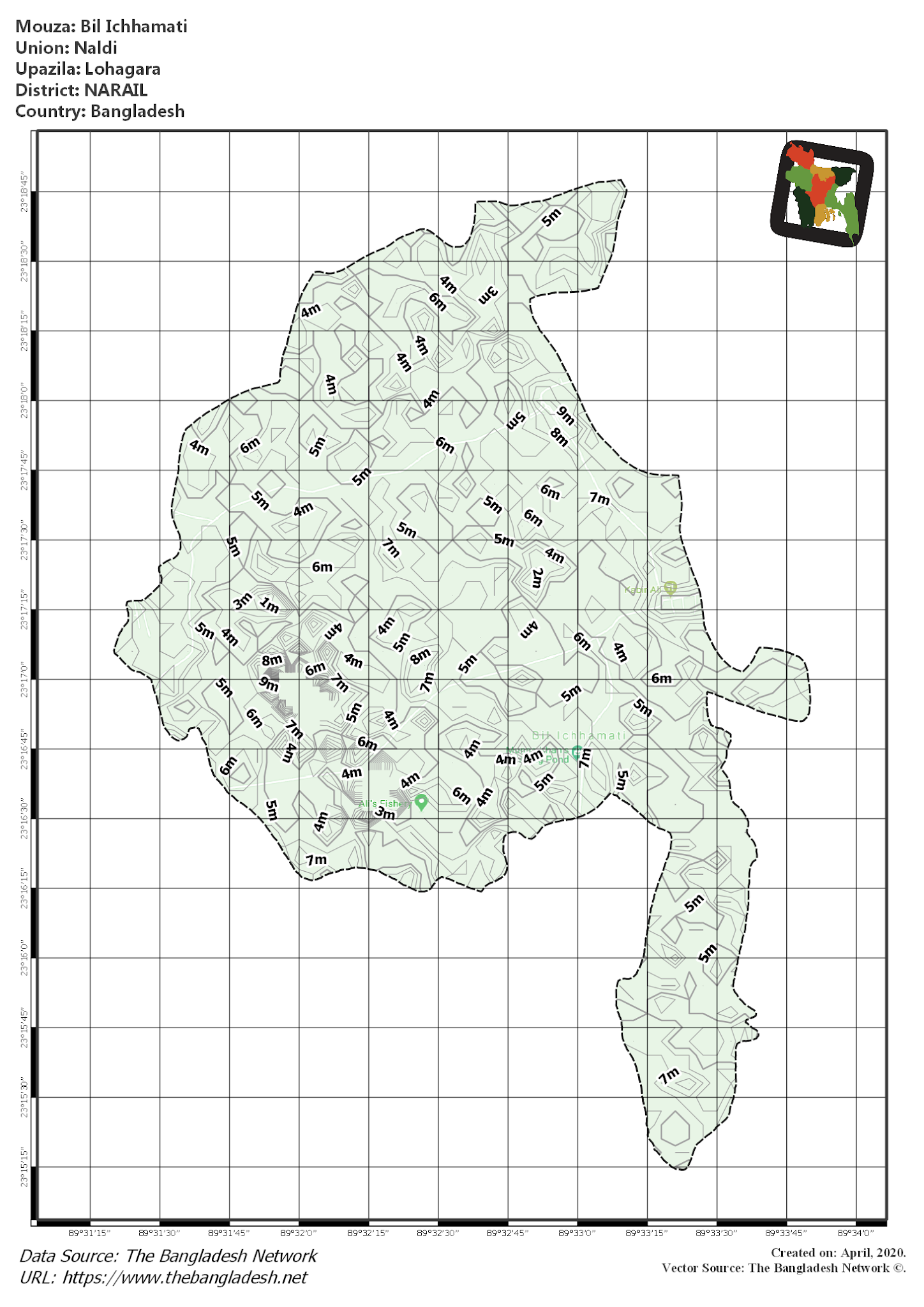 Map of Bil Ichhamati Mouza of Lohagara Upazila, NARAIL Map of Bil Ichhamati Mouza of Lohagara Upazila, NARAIL, Bangladesh.