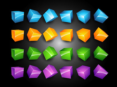 Collection of vector glossy cubes