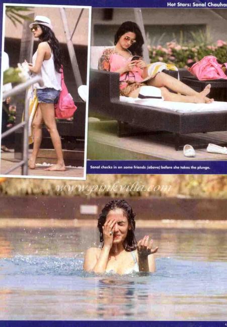 Sonal chauhan relaxing in bikini - (3) -  Sonal Chauhan OK! Magazine hot Bikini pics