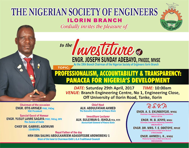 For NSE Ilorin Branch, it is a New Era as Engr Adebayo Joseph Set to Assume The Leadership Mantle. Don't Miss it!