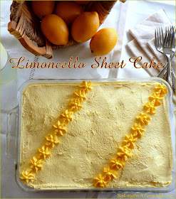 Limoncello Sheet Cake, this quick and easy sheet cake is bursting with lemon flavor. | Recipe developed by www.BakingInTornado.com | #cake #lemon