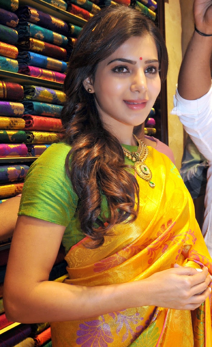 SOUTH INDIAN ACTRESS wallpapers in HD: Samantha Cute In Yellow Saree