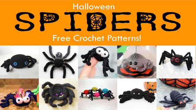 free Crochet patterns for Halloween spiders!