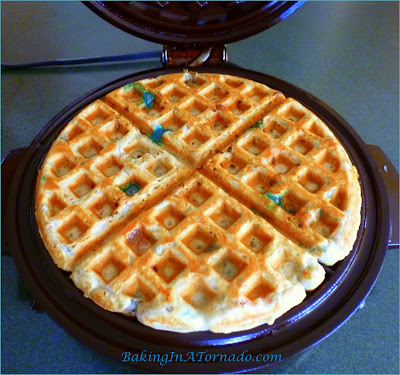 Springtime Waffles, the colors of spring add to the fun of these waffles with some surprise ingredients. For Easter or any occasion. | Recipe developed by www.BakingInATornado.com | #recipe #breakfast #Easter