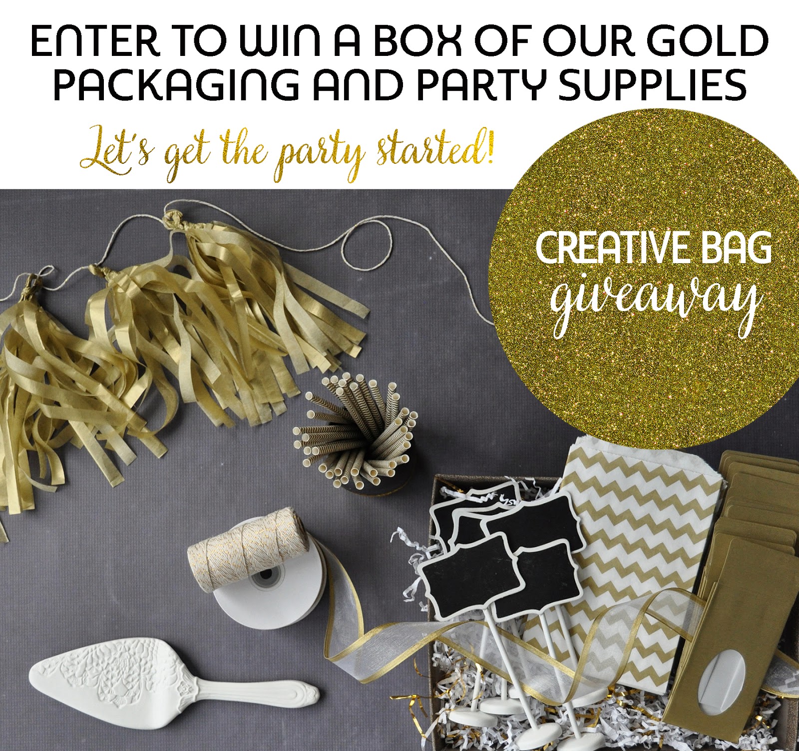 Enter to win a box of gold packaging and party supplies | Creative Bag