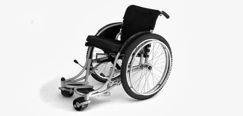Black and white photo of Whirlwind RoughRider manual wheelchair