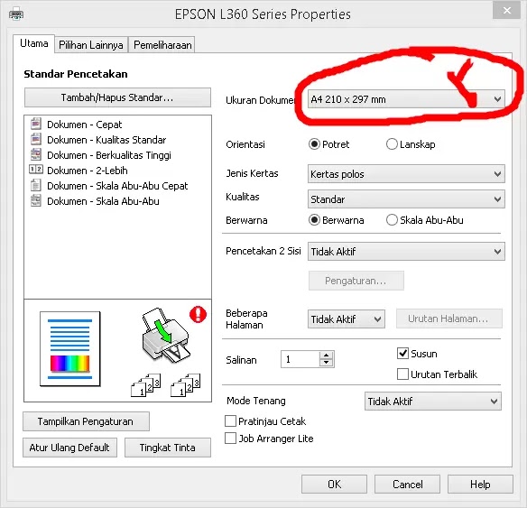 Cara Mengatur Ukuran Kertas F4 Hvs Folio Di Word Excel Dan Printer Agar Kertas Tidak Terpotong Format Administrasi Desa