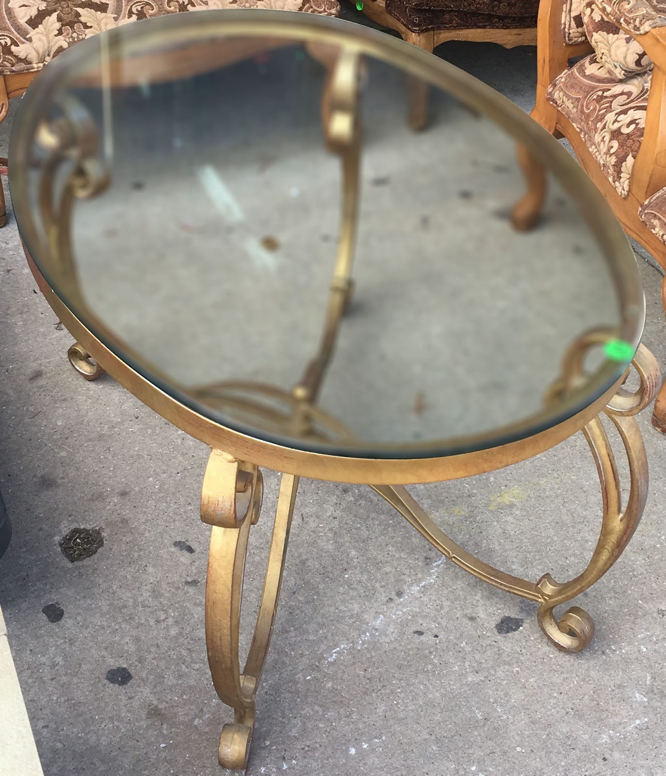 Uhuru Furniture & Collectibles Cast Iron Glass Top Coffee Table 125