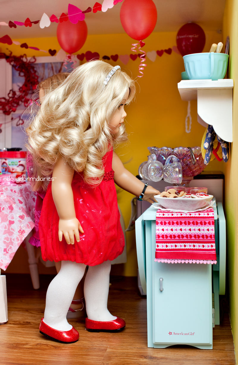 Our 18 inch Doll diaries about their Valentine's Day party at our American Girl Doll House. Visit our 18 inch dolls dollhouse!