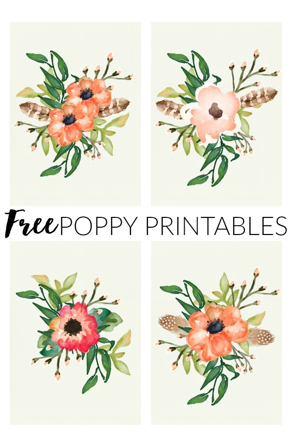 Four FREE Poppy printables perfect for spring! www.littlehouseoffour.com