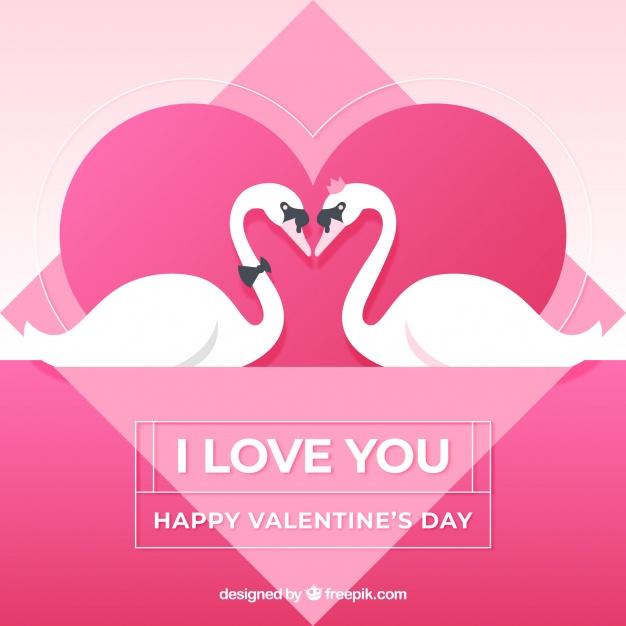 Valentine background with swans Free Vector