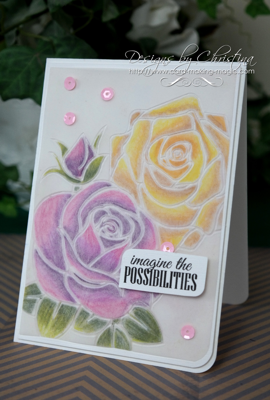 Flowers, Ribbons and Pearls Butterfly Parchment Card