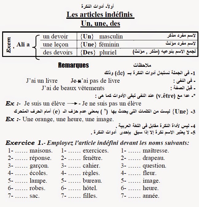درس بسيط للمبتدئين في اللغة الفرنسية 1