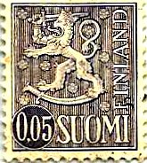 My Stamps of Finland : 1963, Coat of Arms Heraldic Animals 0.05 mk Finland