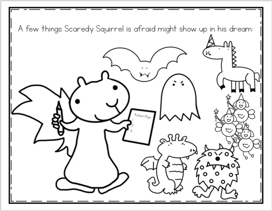 FREE SCAREDY SQUIRREL AT NIGHT RETELLING PAGE Book Units by Lynn