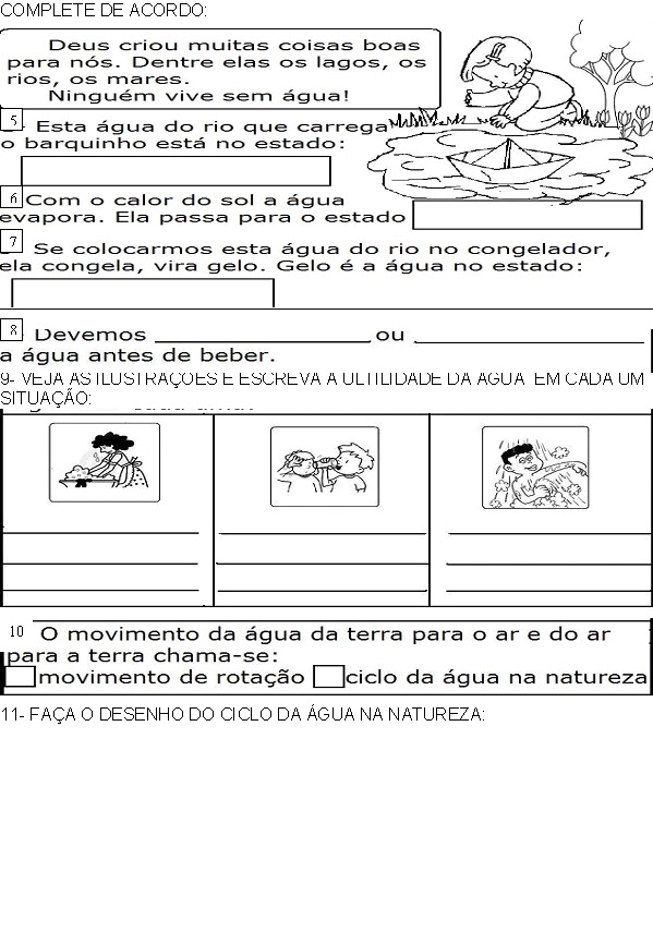 MUNDO ENCANTADO: AVALIAÇÃO DE CIÊNCIAS- ÁGUA