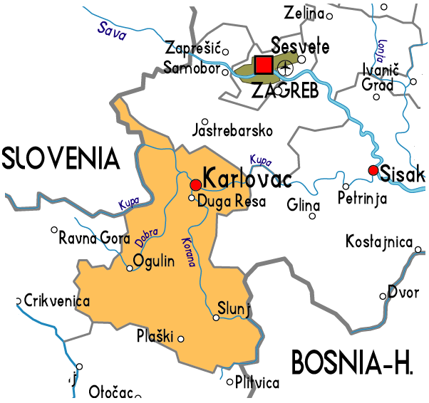 karta karlovac Maps of Croatia Region City Political Physical: Map of Karlovac  karta karlovac