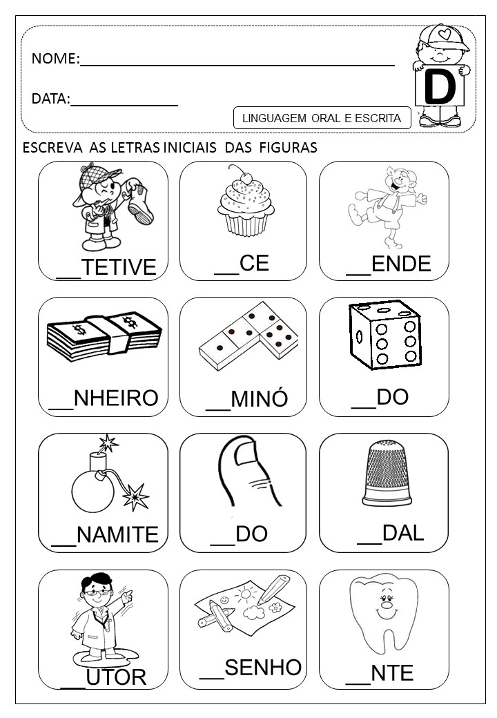 DANI EDUCAR Atividades letra D Atividades de alfabetização, Atividades letra e, Atividade letra d