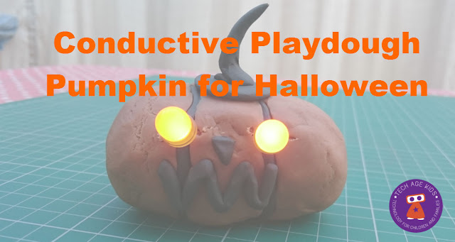 Conductive playdough pumpkin project halloween