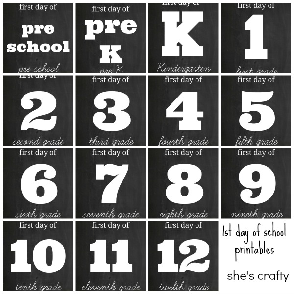 First Day of School free printables with chalkboard background