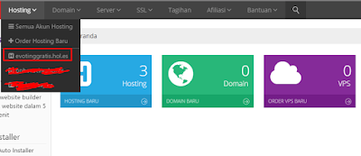 cara mendaftar domain dan hosting gratis IdHostinger Halaman dashboard IdHostinger