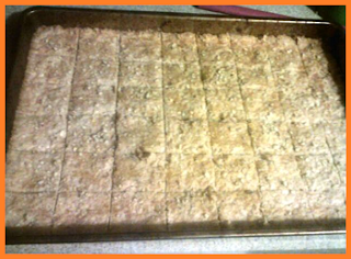 Slightly browned cookies, cut into squares:  6 rows, 8 columns