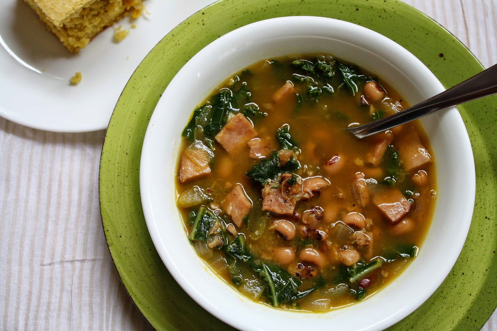 This and That Lemony BlackEyed Pea Soup with Ham and Kale