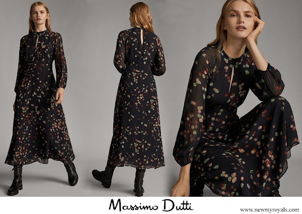 Queen Letizia wore a confetti-print shirt dress by Massimo Dutti